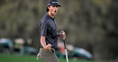 Grant Horvat stands with a golf club in hand, poised for his next shot on the green.